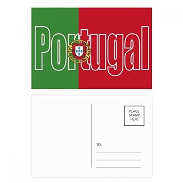 Imagem de Conjunto de cartão postal com nome da bandeira de Portugal para aniversário, cartão de agradecimento