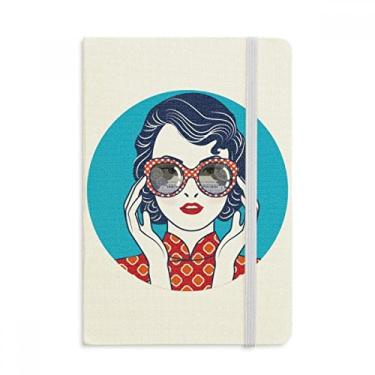 Imagem de Caderno de óculos feminino azul da cultura chinesa com capa dura em tecido oficial diário clássico