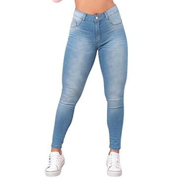 Imagem de Calça Jeans Skinny Premium Cintura Alta Com Elastano Azul Claro (44)