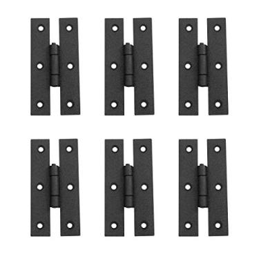 Imagem de Renovators Supply Manufacturing Dobradiças de armário H de 7,62 cm, dobradiça de armário de cozinha de ferro forjado preto com ferragens pacote de 6