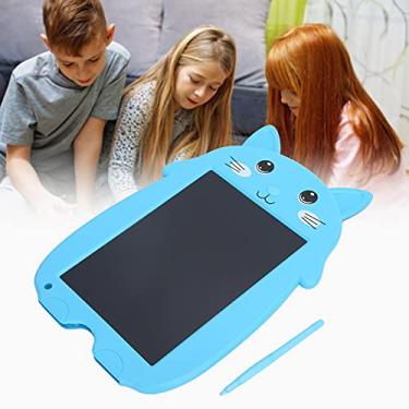 Imagem de Tablet de escrita, tablet eletrônico gráfico reutilizável gato de desenho animado com trava antiapagamento para casa para escola para escritório (azul)