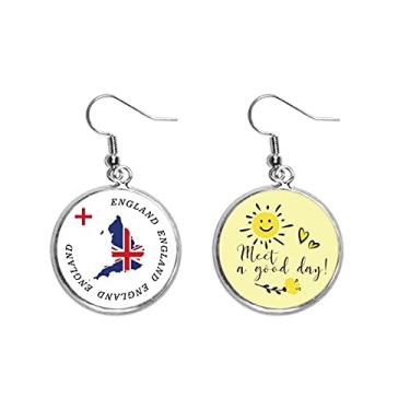 Imagem de Bandeira territorial inglesa Art Déco, presente, moderno, gota, sol, flor, brinco, bijuteria, moda