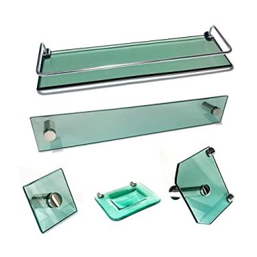 Imagem de Kit Banheiro Em Vidro Casal Modelo 5 com 5 Peças Cor:Verde