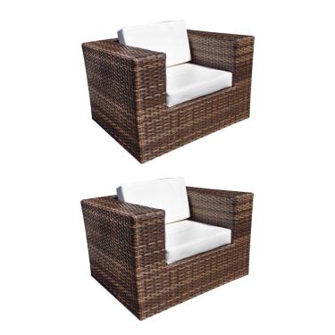 Imagem de Kit 2 Poltronas Quadradas em Junco Copacabana - Argila