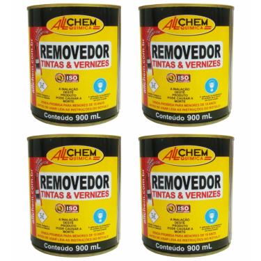 Imagem de Kit 4 Removedor De Tinta Verniz Textura Pastoso Allchem 900g