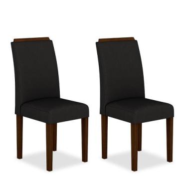 Imagem de Kit 02 Cadeiras Londres Wood Imbuia/ Preto - Moveis Arapongas