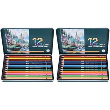 Imagem de Lápis de Cor, 12 Cores de Núcleo Prático, Solúveis Em água, Conjunto de 12 Porta-lápis Redondos para Estudantes, Profissionais de Pintura de Arte de Graffiti