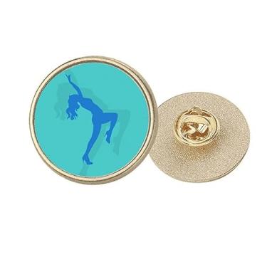 Imagem de Blue Dances Plump Girl Art Deco Fashion Round Metal Dourado Broche Clip, Medium, não aplicar