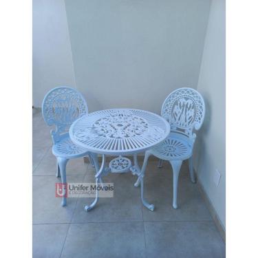 Imagem de Conjunto de Mesa Para Jardim Itália Com 2 Cadeiras e Mesa de 3 Pés em  Alumínio Fundido Unifer Móveis