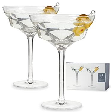 Imagem de Viski Conjunto de 2 copos de martini facetados – Cristais para coquetéis – 295 ml