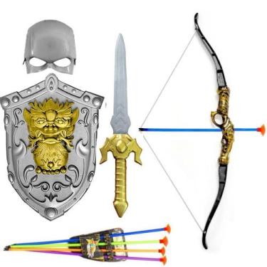 Imagem de Kit Medieval De Brinquedo Espada Com Arco E Flecha Escudo E Máscara -