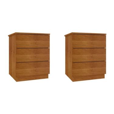 Imagem de Conjunto com 2 Mesas de Cabeceira Veronna 3 Gavetas Cinamomo