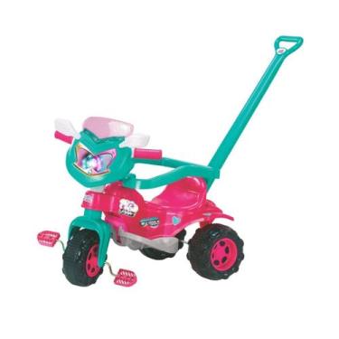 Imagem de Triciclo Infantil Motoquinha Menina Com Haste Empurrar - Magic Toys