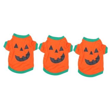 Imagem de FRCOLOR Filhote De Cachorro 3 Pecas traje laranja de cosplay vestidos de animal de estimação dia das bruxas roupas para animal de estimação abóbora roupa para cachorro Colete camisa
