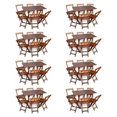 Imagem de Kit 8 Conjuntos De Mesa Dobráveis De Madeira 70X110cm Com 6 Cadeiras I