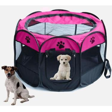 Imagem de Cercadinho Extra Grande Tecido Cão Gato Coelho Pets Tenda Casinha Cercado Portátil Rosa 114x114x60cm