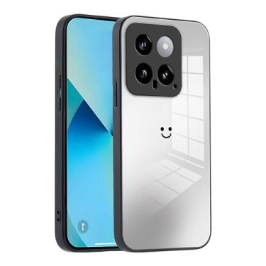 Imagem de XINYEXIN Capa de telefone de vidro gradiente para Xiaomi 14 - proteção fina, amortecedor de silicone macio, à prova de choque e resistente a arranhões - preta