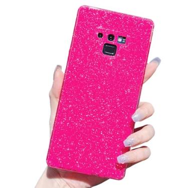 Imagem de MINSCOSE Capa compatível com Samsung Galaxy Note 9, linda capa brilhante com glitter fino à prova de choque TPU brilhante para mulheres e meninas para Galaxy Note 9 de 6,4 polegadas - rosa choque