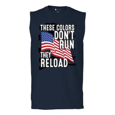 Imagem de Camiseta masculina These Colors Don't Run They Reload Muscle 2nd Amendment 2A Don't Tread on Me Second Right American Flag, Azul marinho, G