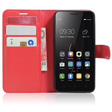 Imagem de Capa carteira Lenovo VIBE C/A2020, capa carteira flip de couro PU premium com compartimento para cartão, suporte e fecho magnético [capa interior à prova de choque de TPU] Compatível com Lenovo VIBE