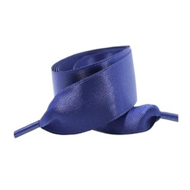 Imagem de Silk Flat Ribbons Sneakers Laces Wedding Unisex Suitable Satin Ided Polyester Smooth Women Candy Shoe ShoeLace (Color : Navy blue, Size : 120cm)