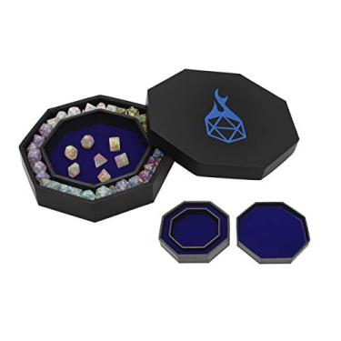 Imagem de Forged Dice Co. Bandeja de dados Arena e armazenamento compatível com qualquer jogo de dados, D&D e RPG (azul)