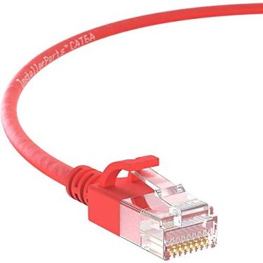 Imagem de InstallerParts Cabo Ethernet CAT6A Cabo fino UTP inicializado 0,5 FT (pacote com 10) - Vermelho - Série Profissional - Cabo de rede 10Gigabit/seg/Internet de alta velocidade, 550MHZ, 28AWG