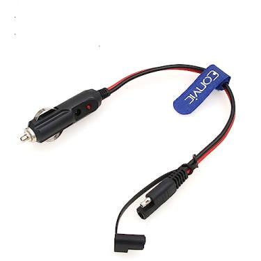 Imagem de Eonvic Cabo SAE 2 pinos macho para acendedor de cigarro 16AWG 12V conector de desconexão rápida cabo adaptador de carregamento para carros de painel solar (1 peça)