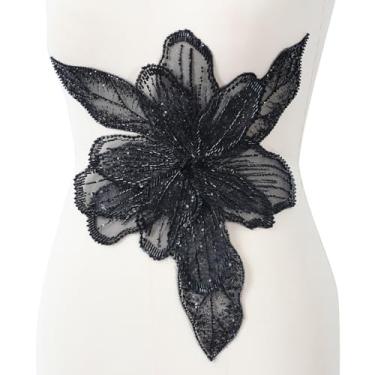 Imagem de HHQ Feito à mão com aplique de strass contas de costura pedras guarnição de renda brilhante prateado costurar em lantejoulas acessório de corpete com contas de cristal para vestidos de casamento roupas decorativas DIY (AP01-BK)