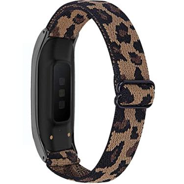 Imagem de Nigaee Pulseiras de couro genuíno e nylon elástico compatíveis com Samsung Galaxy Fit2, pulseiras esportivas macias respiráveis para mulheres e homens, acessórios de substituição para Samsung Galaxy