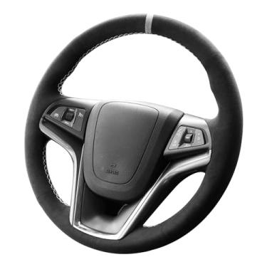 Imagem de Alfanxi Capa de volante Alcantara costurada à mão compatível com Chevrolet Malibu Volt 2011-2015 (faixa branca)