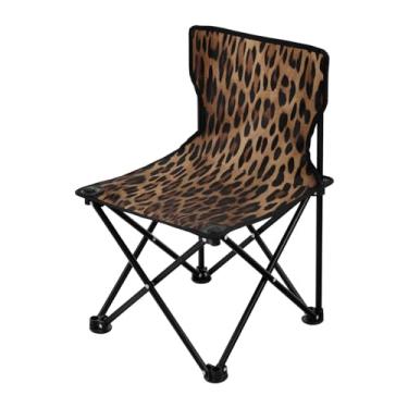 Imagem de Cadeira de acampamento com estampa de leopardo, leve, portátil, dobrável, cadeira de praia com bolsa de transporte para aventuras ao ar livre, pátio e piqueniques/868