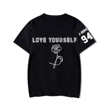 Imagem de Camiseta JIN Su-ga V Jimin Jungkook J-Hope RAPMONSTER Camisetas modernas Love Yourself algodão manga curta, 4, M