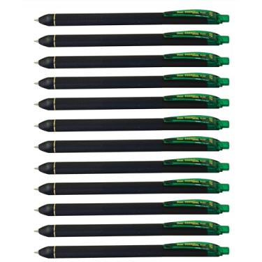 Imagem de Pentel Caneta de gel líquida EnerGel Kuro (0,7 mm), linha média, tinta verde, pacote com 12 (BL437R1-D)