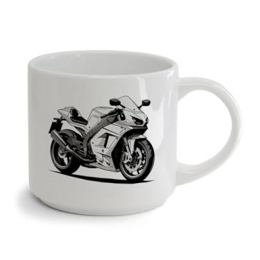 Imagem de Xícara Bucks Porcelana 450ML Motocicleta irada preto branco