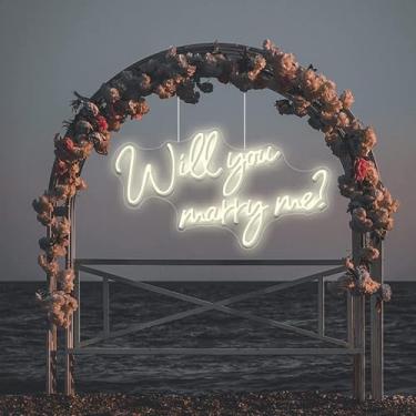 Imagem de Sinais de luzes de néon Você vai se casar comigo Sinal de néon LED personalizável Decoração de casamento Sinal de néon LED luz personalizável, sinal de néon LED grande Marry Me personalizáve