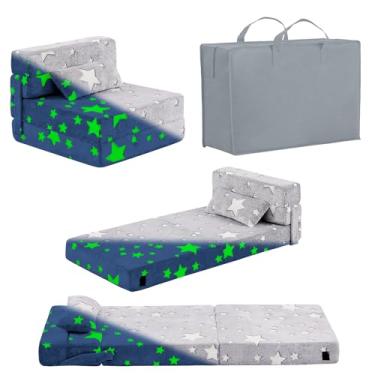 Imagem de Givjoy Sofá-cama dobrável colchão de chão para crianças com travesseiro, tapete dobrável para dormir, sofá dobrável para crianças, futon, espreguiçadeira, cadeira, cama com bolsa de armazenamento