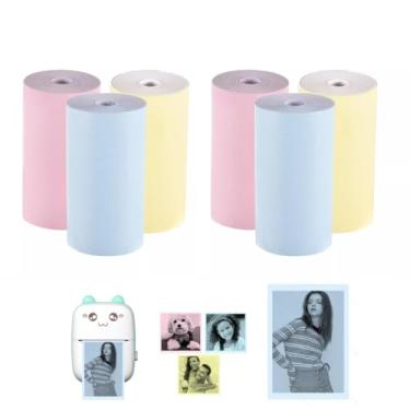 Imagem de Kit 6 Unidades Bobinas Rolo De Papel 55 * 25mm Colorido Mini Impressora Portátil a Prova De Água Impressão De Fotos Agenda Notas Jornal Fotográfico Recibo Melhor Custo Beneficio StartBox