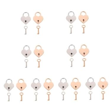 Imagem de 16 peças Cadeado de coração colorido Cadeado de casal de desejos Cadeado de desejos Cadeado de bagagem pendurado Cadeado de bolsa Cadeado em forma de coração Cadeado de amor colorido Cadeado de bolsa