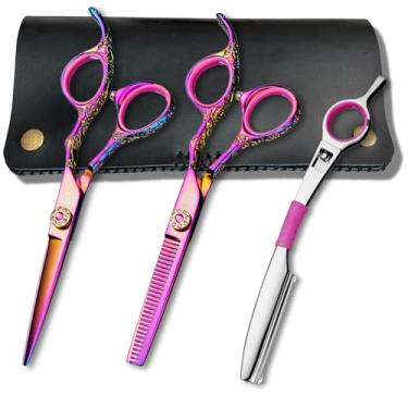 Imagem de Tesoura de cabeleireiro profissional rosa Saki Kohana - Tesoura de cabelo japonesa feita à mão