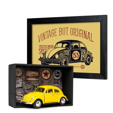 Imagem de Miniatura Fusca Vintage Kit Presente Expositor e Quadro