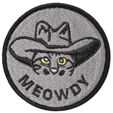 Imagem de XMJY Patch de meme de gato, 1 peça de adesivo de cowboy de gato engraçado, adesivo tático de gancho e laço para mochilas, arreios de cães, coletes militares, chapéus, capacetes