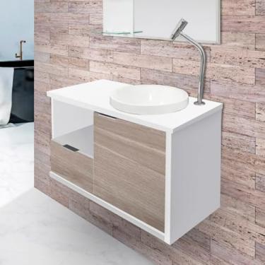 Imagem de Gabinete Toucador Para Banheiro Desigual Cuba Inclusa 77,6cm Branco Maple