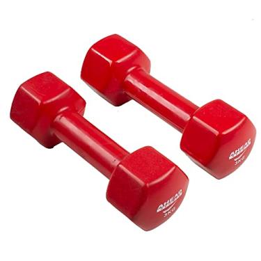 Imagem de Par de Halter Sextavado em Vinil Ahead Sports 3kg Vermelho