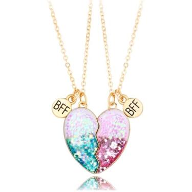 Imagem de Lezmoii Colar da Amizade para Melhor Amigo Combinando Unicórnio Magnético Sereia BFF Colar para 2 Meninas Presentes de Amizade, Zinco, Sem Pedra Preciosa