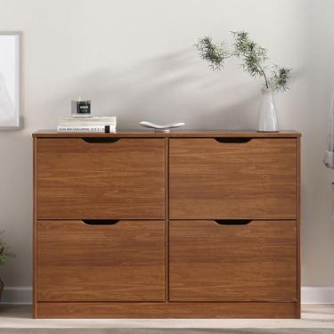 Imagem de IDIMEX Sapateira Madeira Horizontal Estreita Aparador Castanho Basil