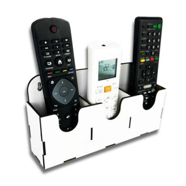 Imagem de Suporte De Parede Porta 3 Controle Remoto Ar Tv Som Mdf Branco - JJVER