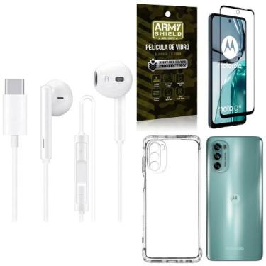 Imagem de Kit Capinha Moto G62 + Fone de Ouvido Tipo C + Película Vidro 3D - Arm