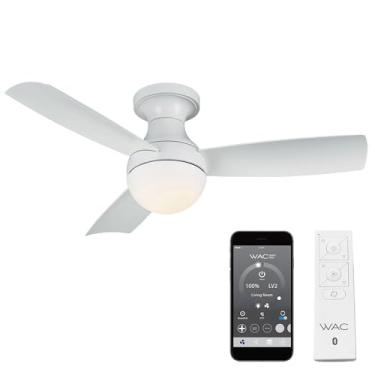 Imagem de Orb Ventilador de teto inteligente de 3 lâminas para ambientes internos e externos, 112 cm, branco fosco com kit de luz LED 3000 K e controle remoto