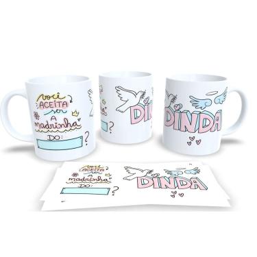Imagem de Caneca de Porcelana Branca Personalizada Coleção Dindo e Dinda